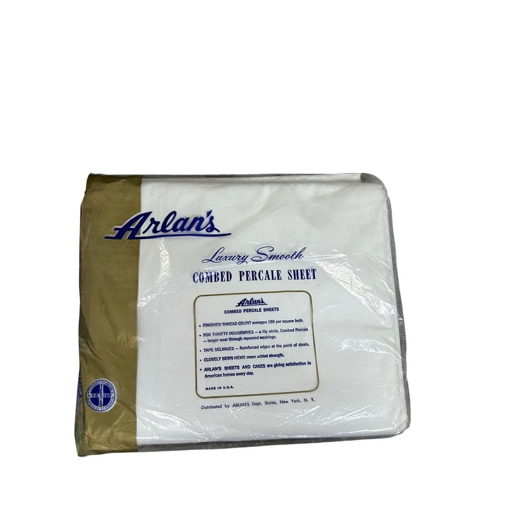 Arlans Luxury Smooth Combed Percale Sheet 81 x 108 Vintage‎ New in Package Full